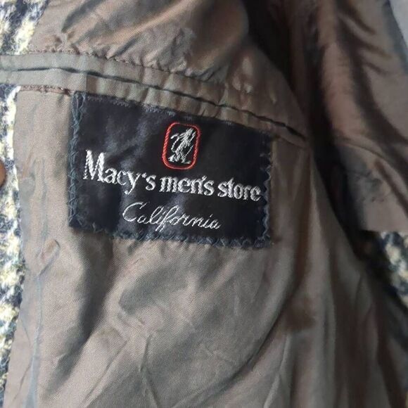 Vintage Scottish Harris Tweed 100% Wool Macy's Blazer Suit Green Brown Plaid Jac - Picture 10 of 12